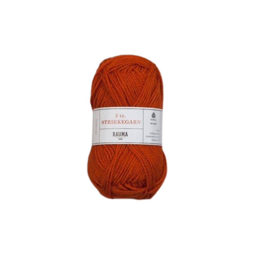 Rauma Garn 3-tr. Strikkegarn, 100% villalanka, 50g/108m.