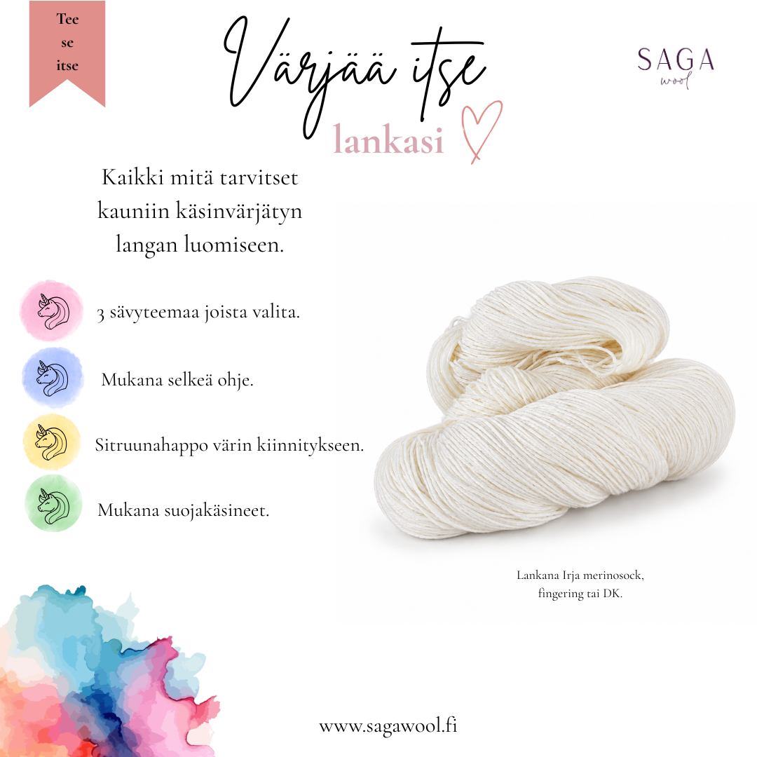 Värjää itse lankasi-DIY paketti.