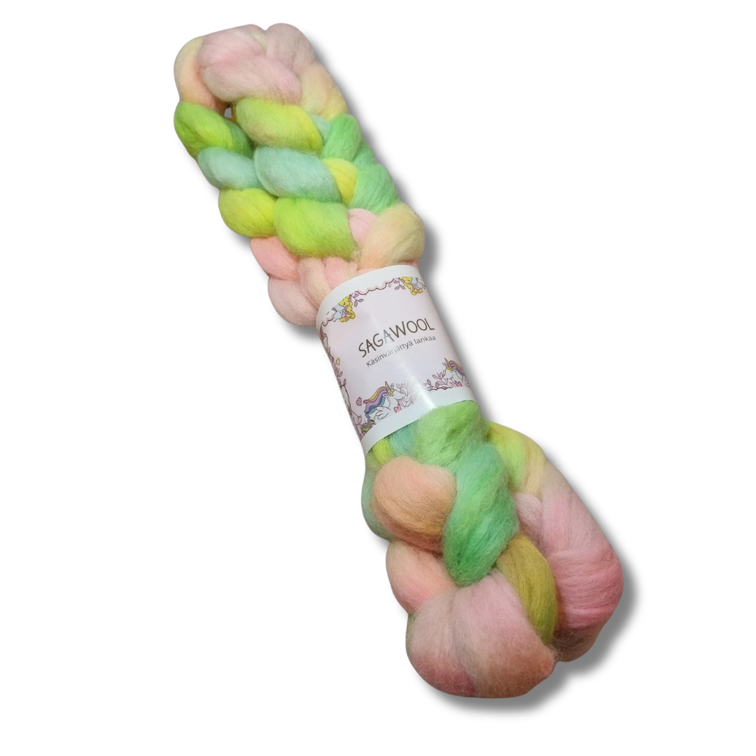 Käsinvärjätty villatopsi Corriedale 100g.